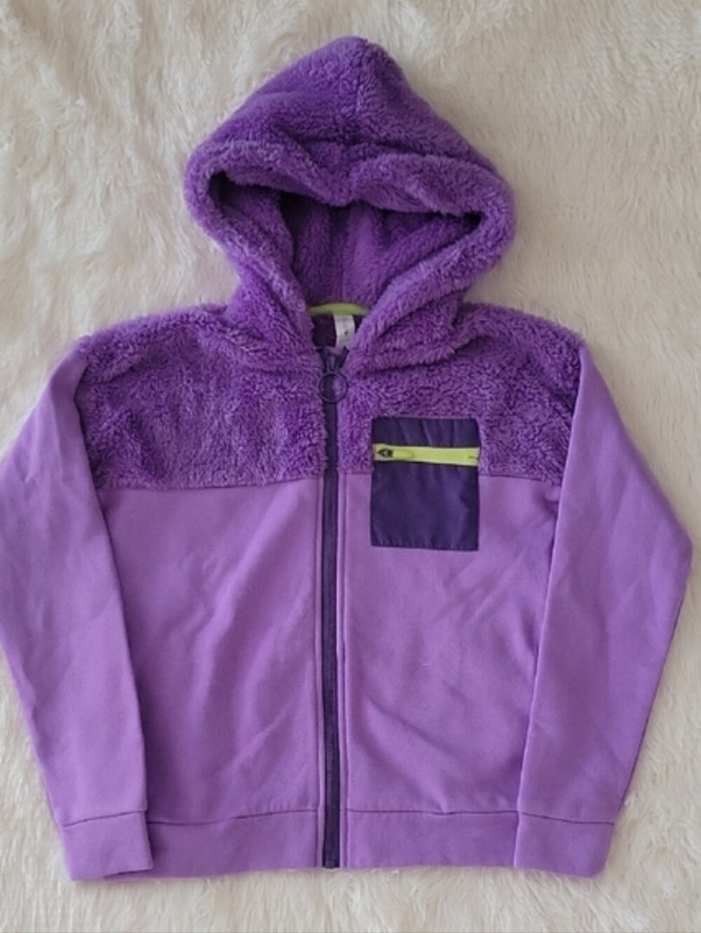 Ideology Purple Sweatshirt Sherpa Zip Up Hoodie Girls Size M (8-10)